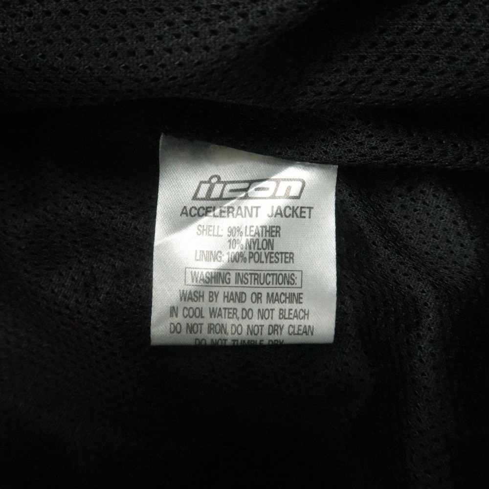 ICON Jacket Mens Large Black Leather Accelerant Moto Padded Quilt Lined Biker - Picture 8 of 15